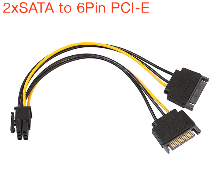 Cáp nguồn 2 sata sang 6 pin pci-e cho card vga