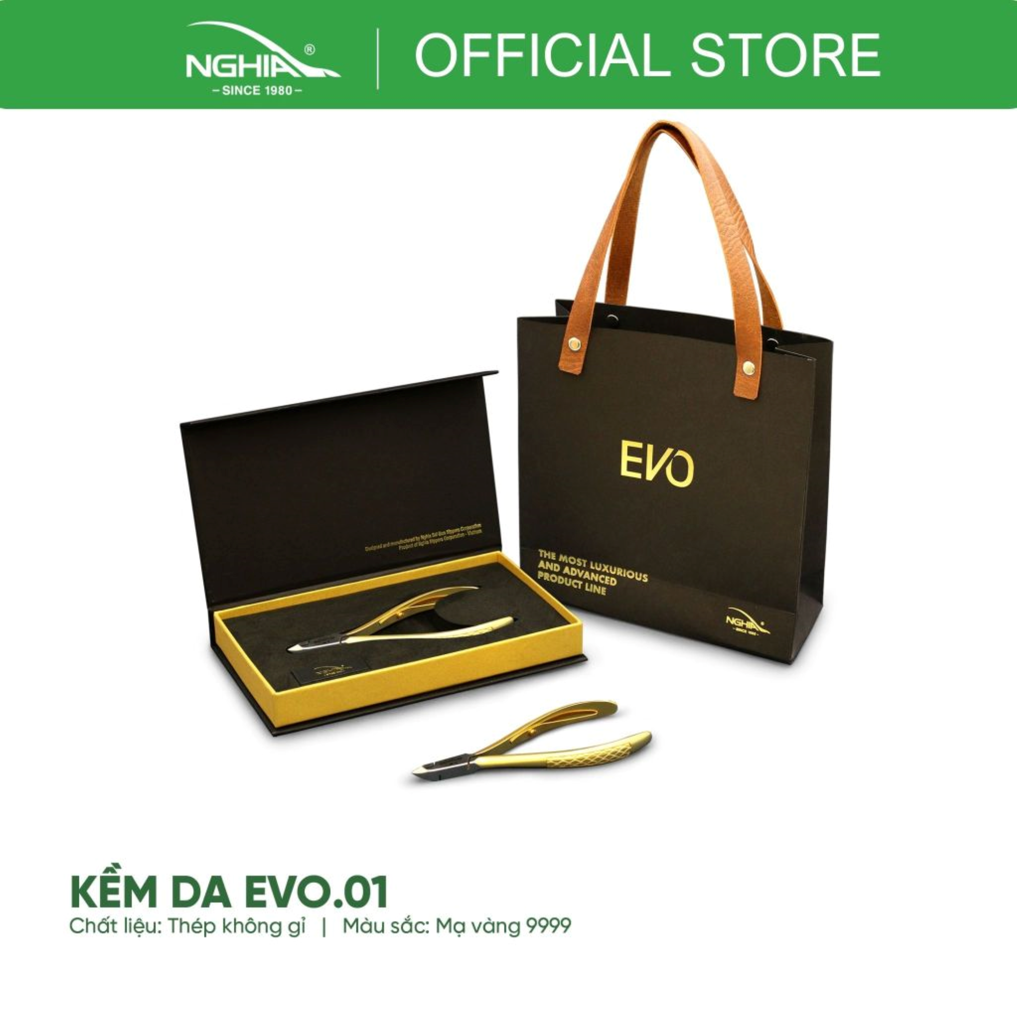 Kềm cắt da mạ vàng 24k cao cấp kềm nghĩa evo.01 vàng