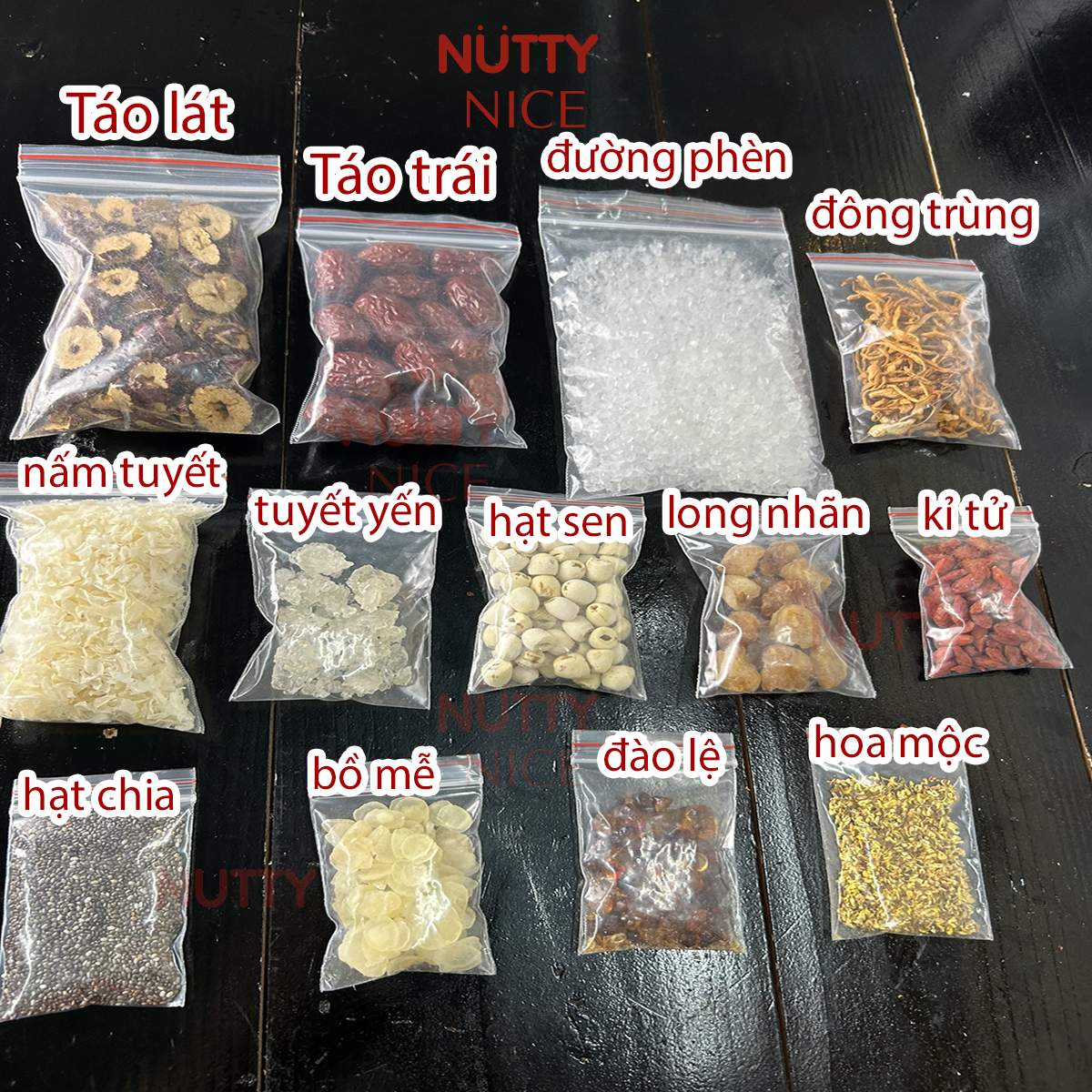 (Tặng sâm lục vị) Combo 3 Set chè dưỡng nhan mỗi set 500g Nutty Nice