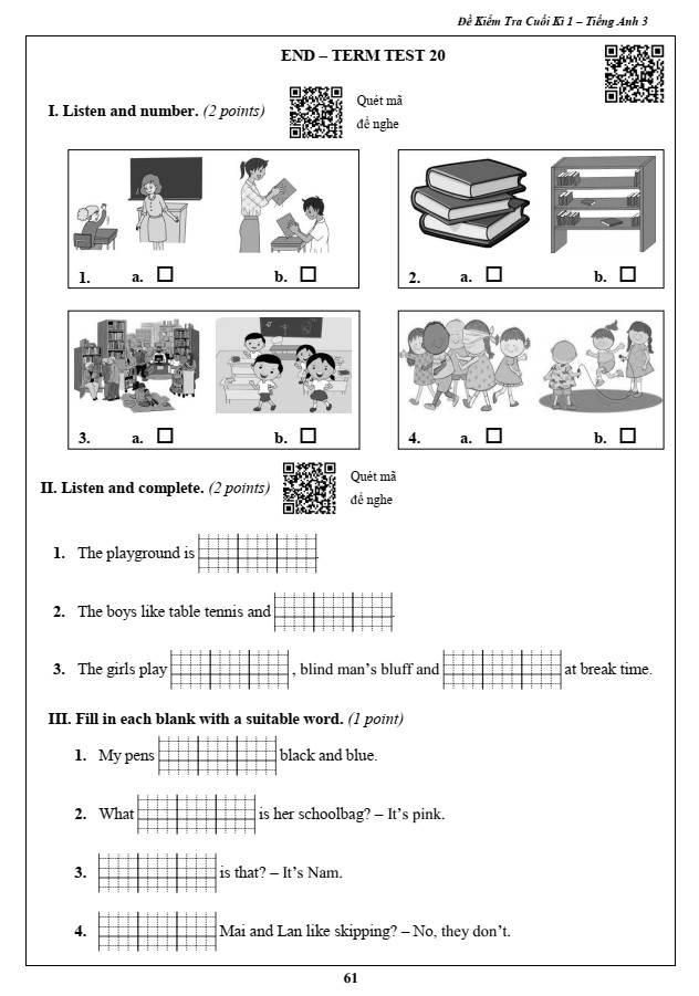 Sách - Đề Kiểm Tra Tiếng Anh 3 - Học Kì 1 (1 cuốn)