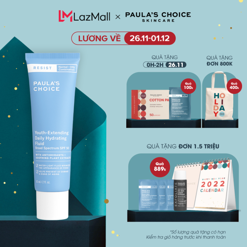 Kem chống nắng phổ rộng bảo vệ dài lâu Paulas Choice Resist Youth-Extending Daily Mattifying Fluid SPF 50 60ml Mã 7800