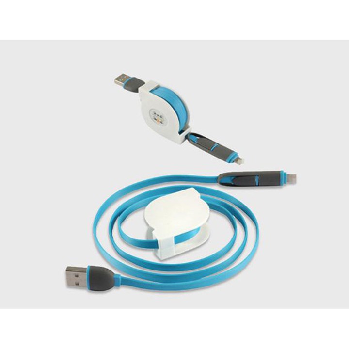 [HCM]Cáp sạc dây rút 2 đầu Lightning-MicroUSB.
