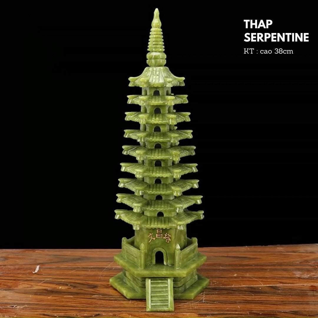 Tháp văn xương đá ngọc Hoàng Long - Cao 18 cm