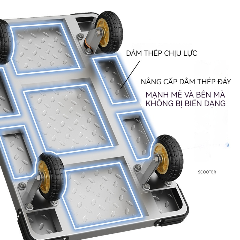 Xe Đẩy Hàng Gấp Gọn 4 Bánh Xe Đẩy Hàng Có Khả Năng Chịu Tải Siêu Tải Xe Đẩy Chở Dày Im Lặng