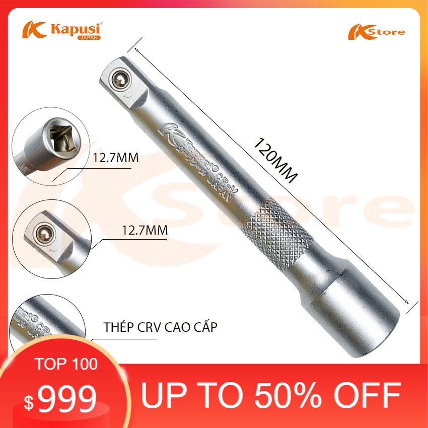 Tuýp nối thẳng mở ốc 1/2 120mm kapusi japan, tuýp nối dài khẩu 1/2 đầu nối tuýp tiêu chuẩn nhật bản