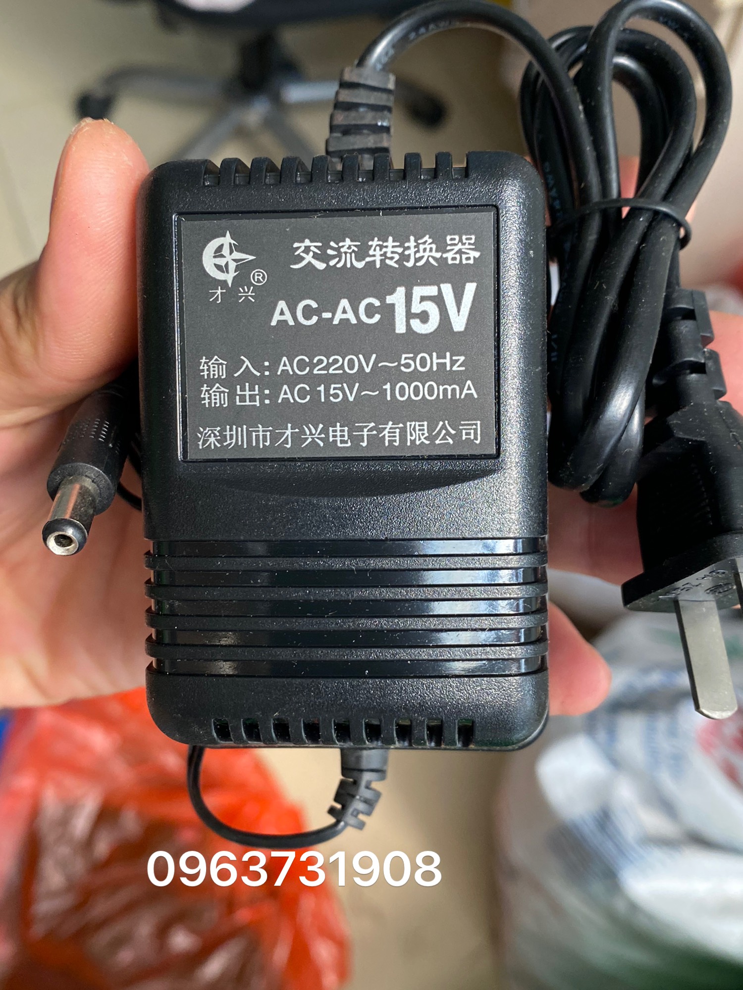 Nguồn AC 15V-1000mA xoay chiều