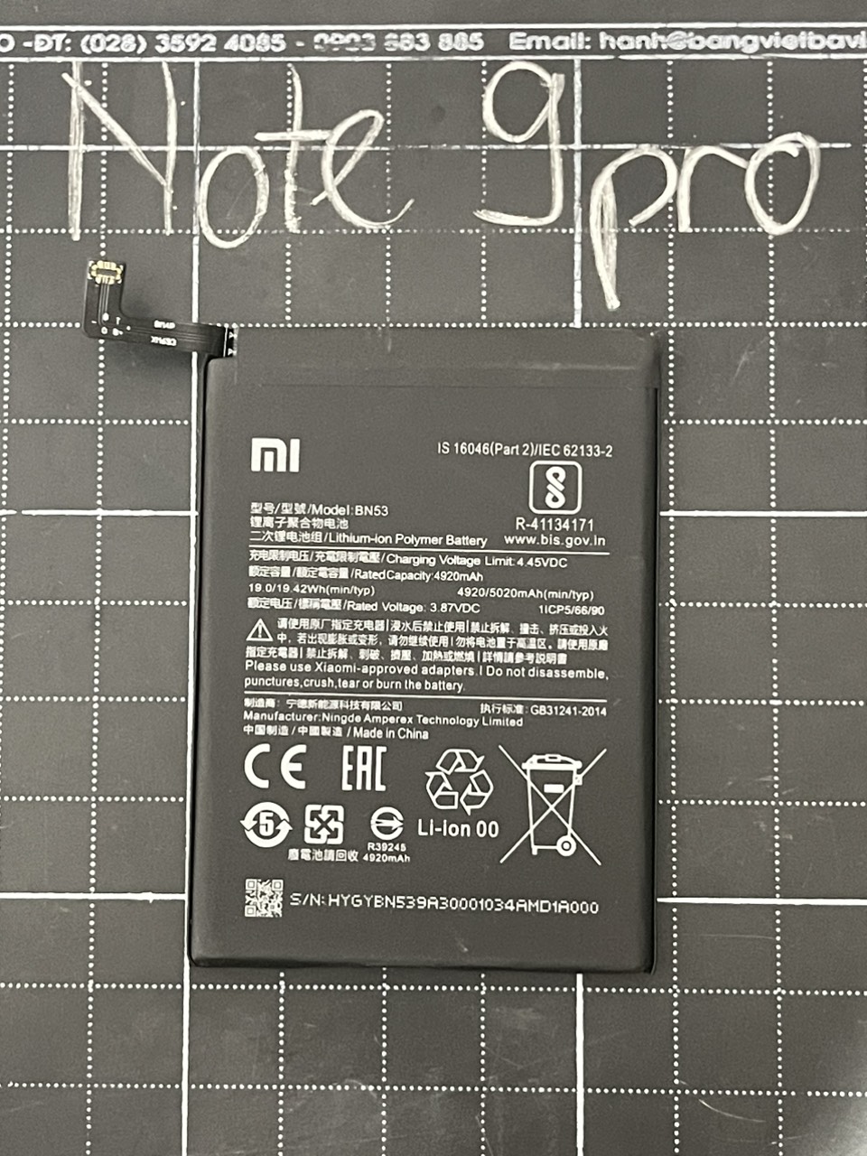 Pin thay thế xiaomi mi note 9 pro/10 pro-bn53