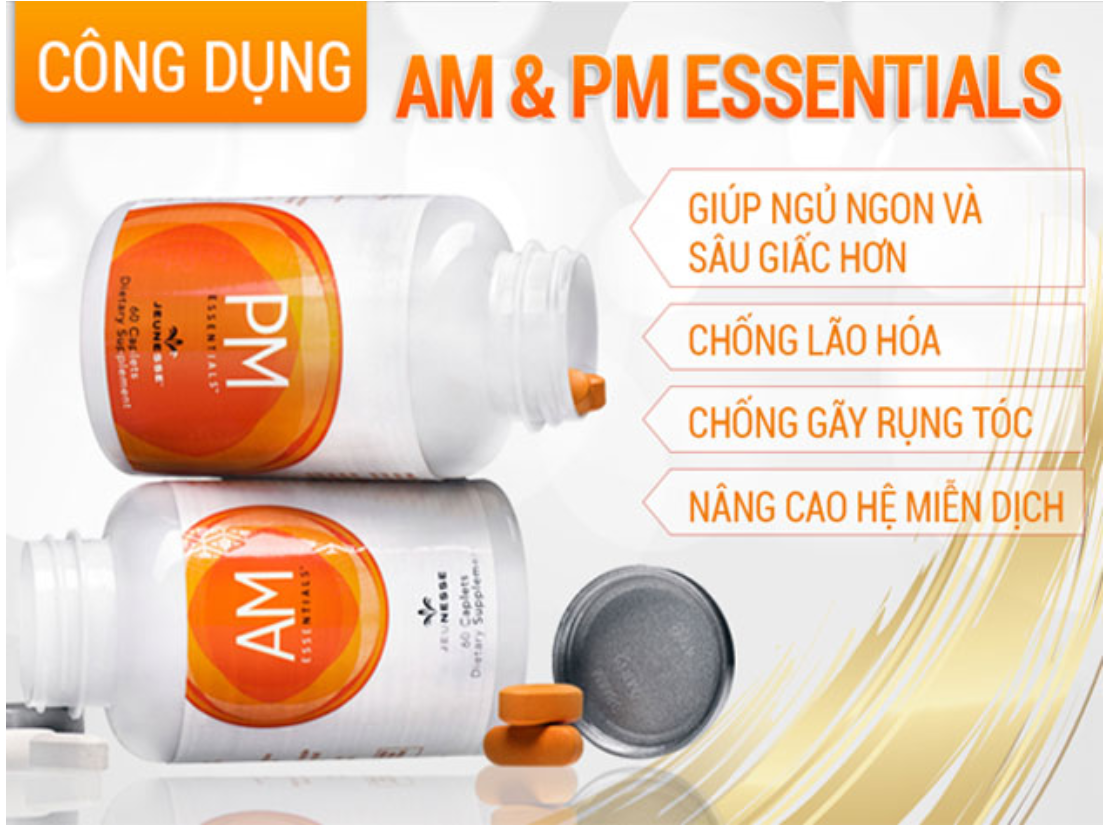 Bộ đôi  AM & PM Essentials Jeunesse(Thực phẩm Chống lão hóa cực kỳ tốt cả ngày lẫn đêm)