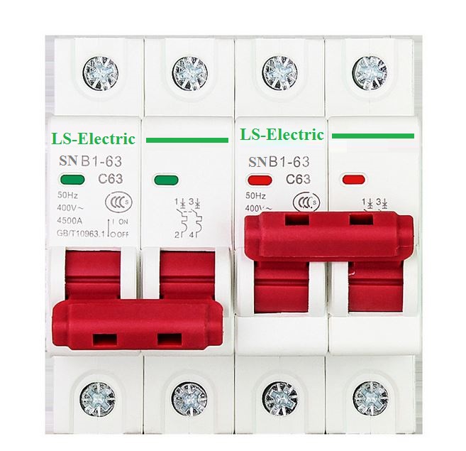 Bộ đổi nguồn điện 2P 63A 220V SNB1-63 LS-Electric dùng để chuyển đổi 2 nguồn điện cầu dao đảo chiều khóa liên động - HÀNG NHẬP KHẨU