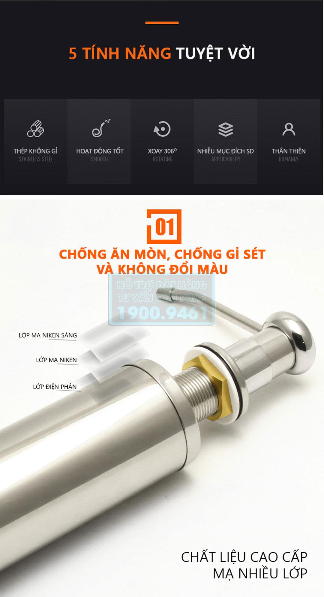 Bình đựng nước rửa chén Inox 9077