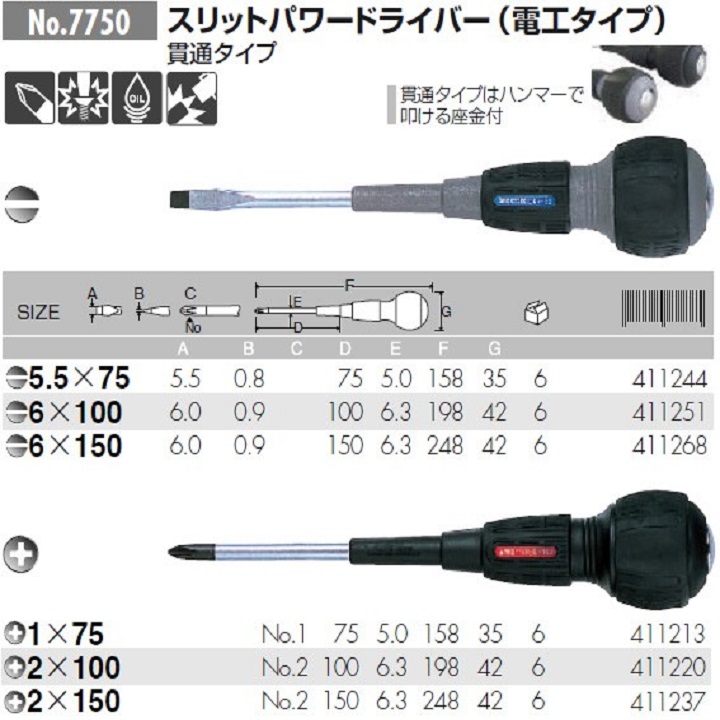 [HCM]Tô vít đóng No.7750-6x150 Anex Nhật Bản