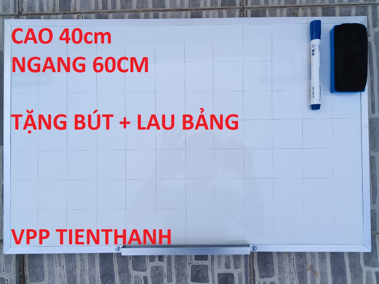 Bảng mica viết bút lông kích thước 40 x 60cm tặng kèm bút, lau bảng
