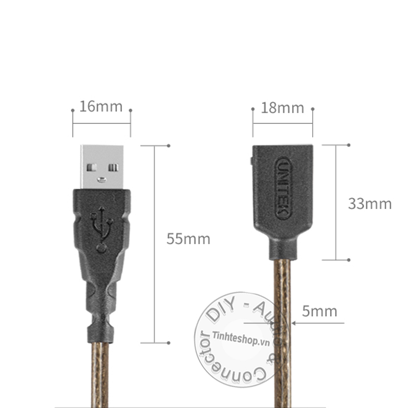 Cáp USB nối dài 1.5M đến 10M Unitek - Dây USB 2.0 AM-AF