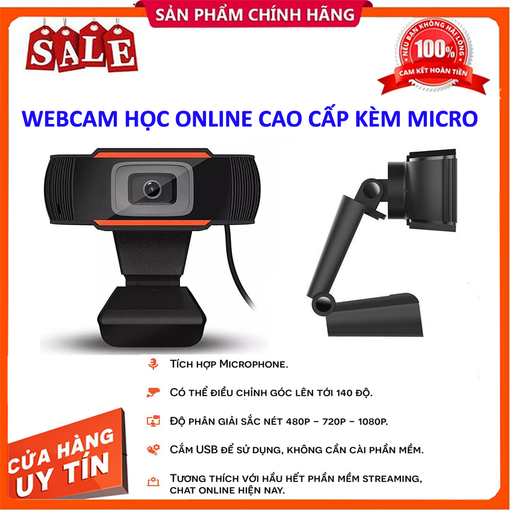 Webcam-w07-học online trên máy tính pc, laptop livestream có mic full hd pc gaming 720p high solution