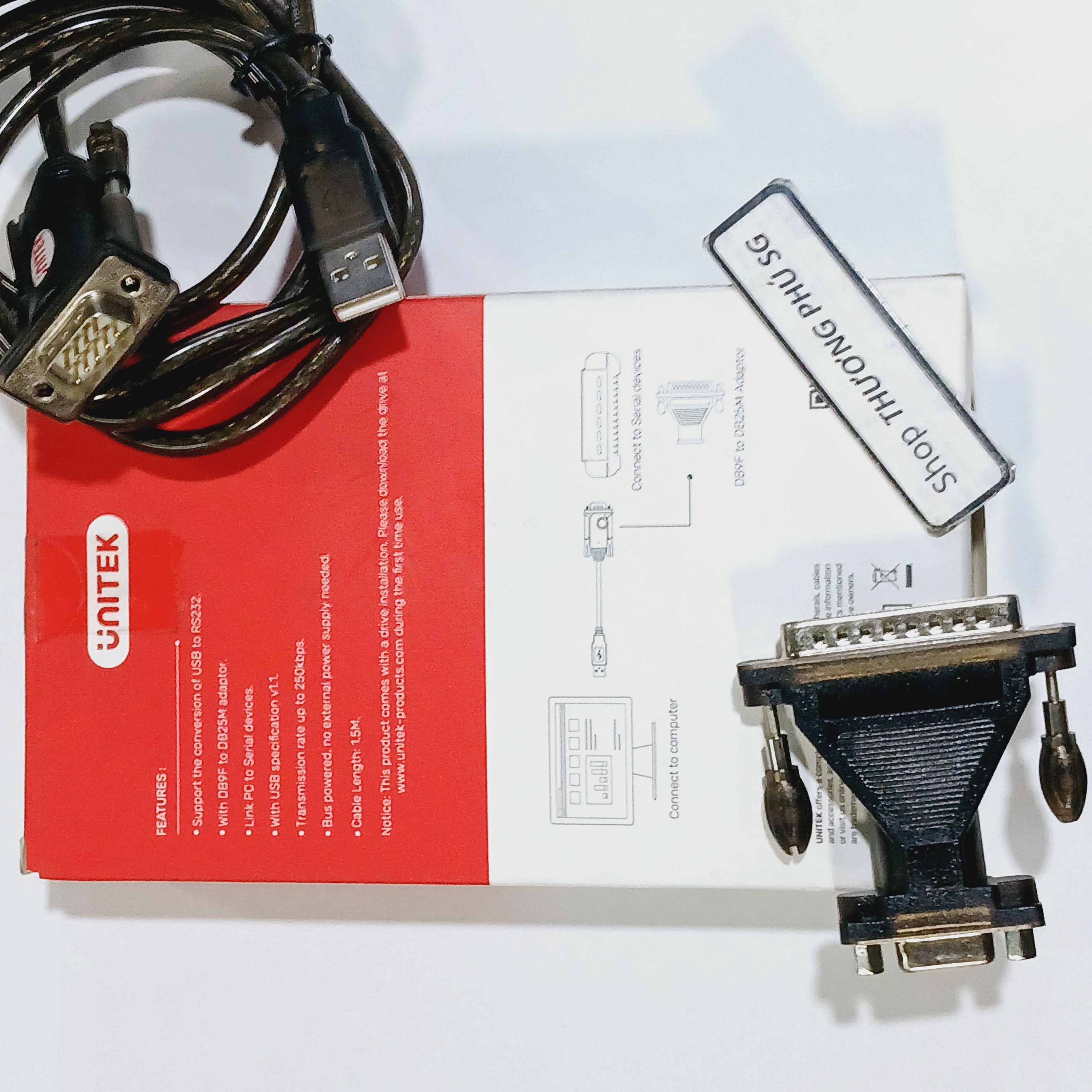 Cáp USB ra Com 9 (USB ra RS232) / Chuẩn USB 2.0 ra RS232 (Com 9 DB9M Kim Đực) (UNITEK)