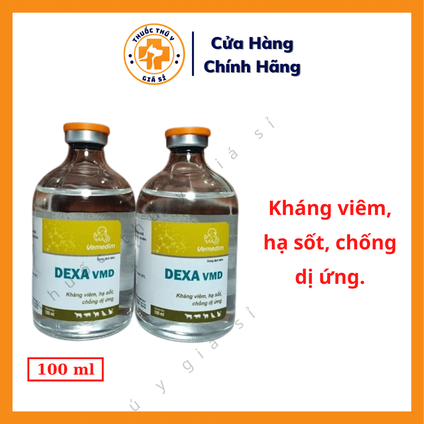 "Hoàn tiền đến 10%" Vemedim Dexa 100ml - Dùng Cho Kháng Viêm, Hạ Sốt, Chống Dị Ứng, Giảm Đau - Thú Y Giá Sỉ