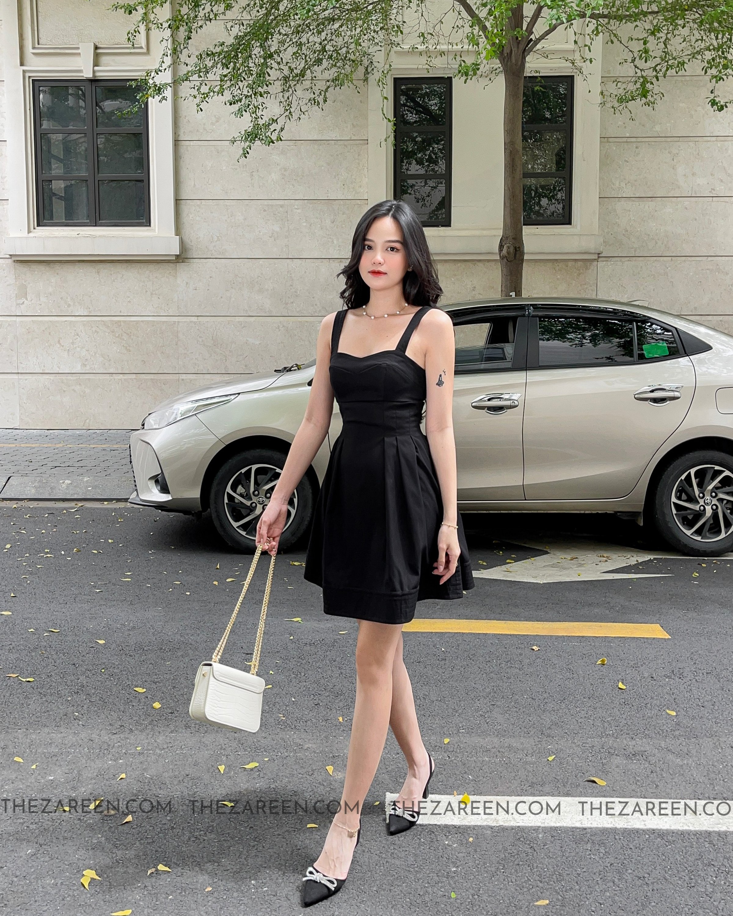 ZAREEN | ĐẦM TIỆC DÁNG XÒE 2 DÂY DAX60 ĐEN