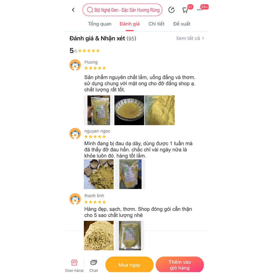 BỘT NGHỆ ĐEN 500g, tự nhiên, nguyên chất