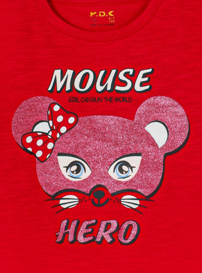 Áo thun bé gái ngắn tay Zodiac Mouse