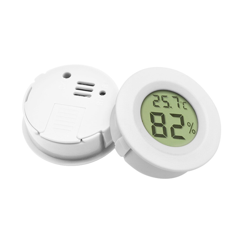 diymore slope Mini Circular Hygrometer Reptile Pet Electronic Digital Display Insulation Embedded Digital Thermometer and Hygrometer Embedded Circular Thermometer and Hygrometer with Switch