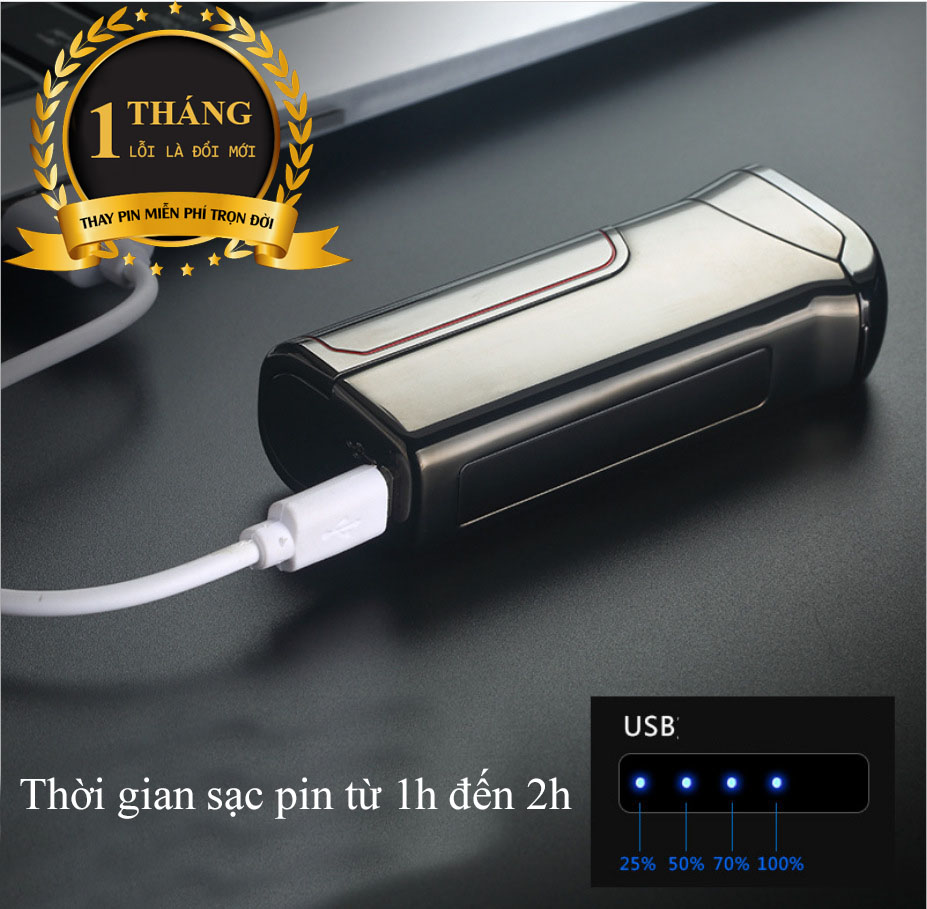 Bật lửa độc lạ cảm ứng vân tay cao cấp thiết kế pin rời độc đáo