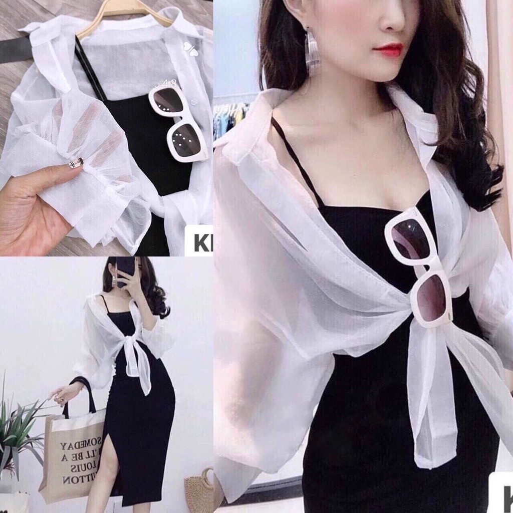 Áo Sơ Mi Voan Thắt Nơ Eo Siêu Duyên Dáng TTSLA0053(TTSL0227)