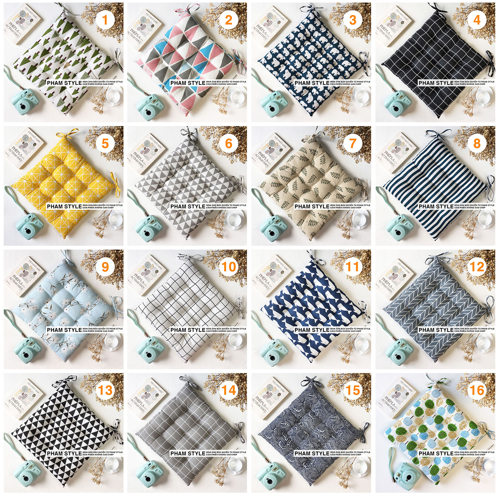 Đệm Vuông Ngồi Bệt PATTERN (40,45,50cm) (NO1-16)