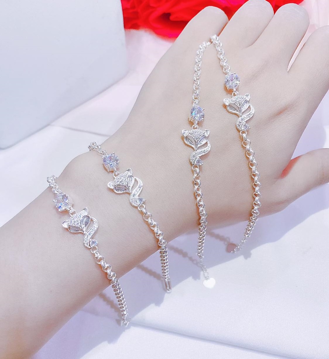 Lắc tay bạc mặt hồ ly MS115
