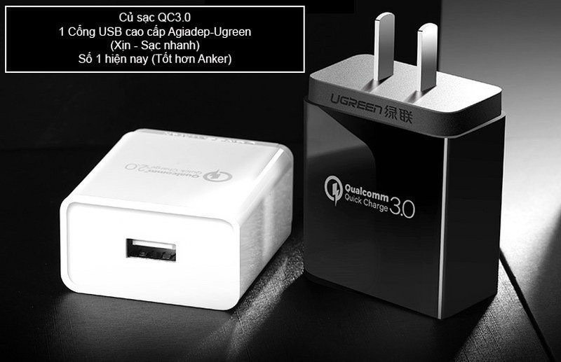 Củ sạc nhanh cao cấp UGREEN QC3.0