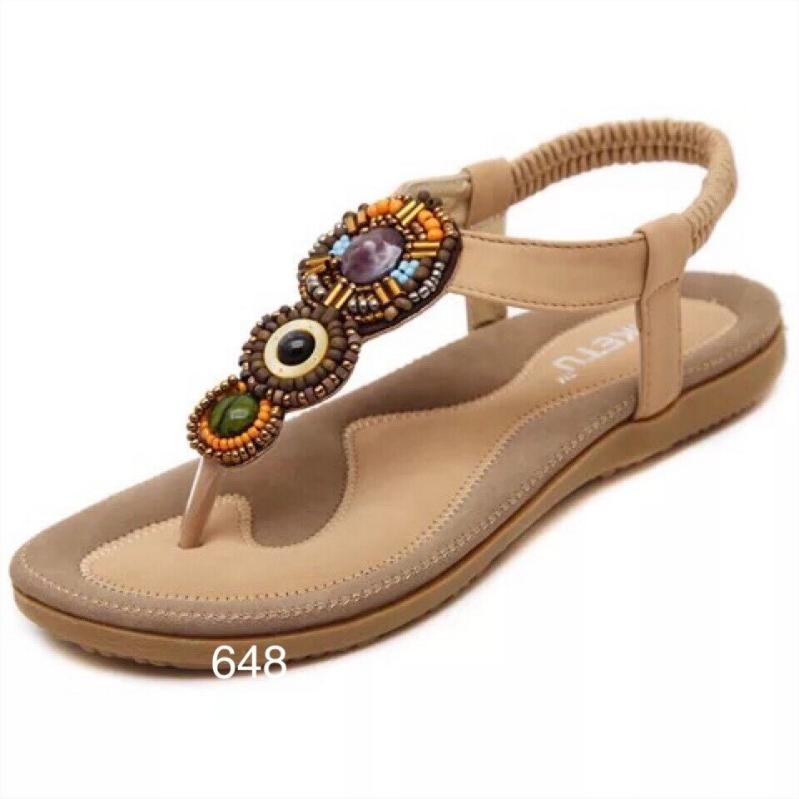 [HCM]Giày sandal đính đá - màu kem