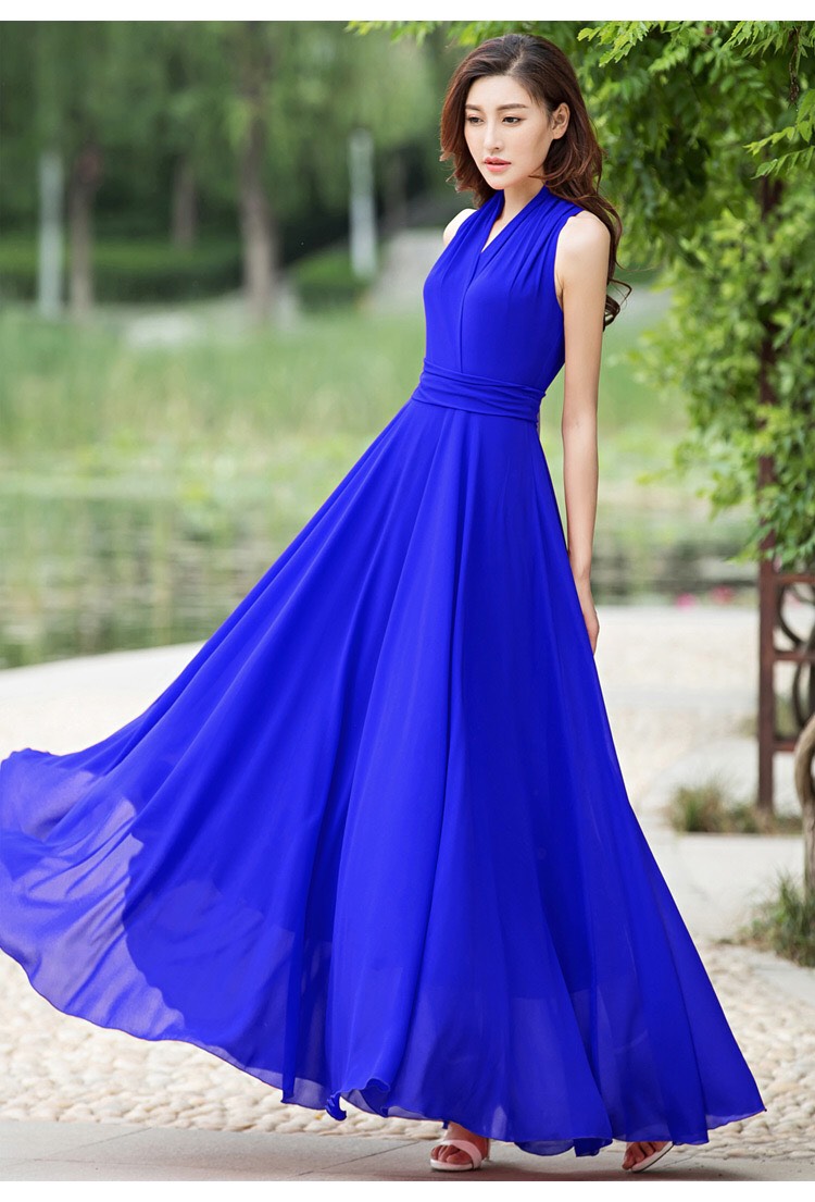 ĐẦM MAXI DÀI CỔ V SANG TRỌNG