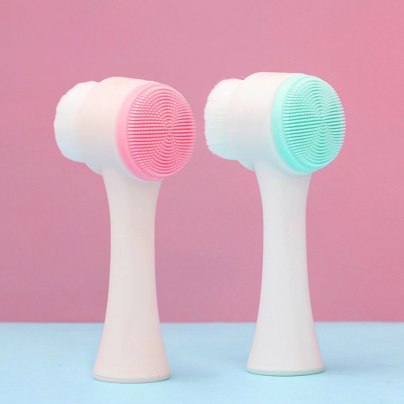 Cọ rửa mặt 2 đầu silicone mềm mại Massage
