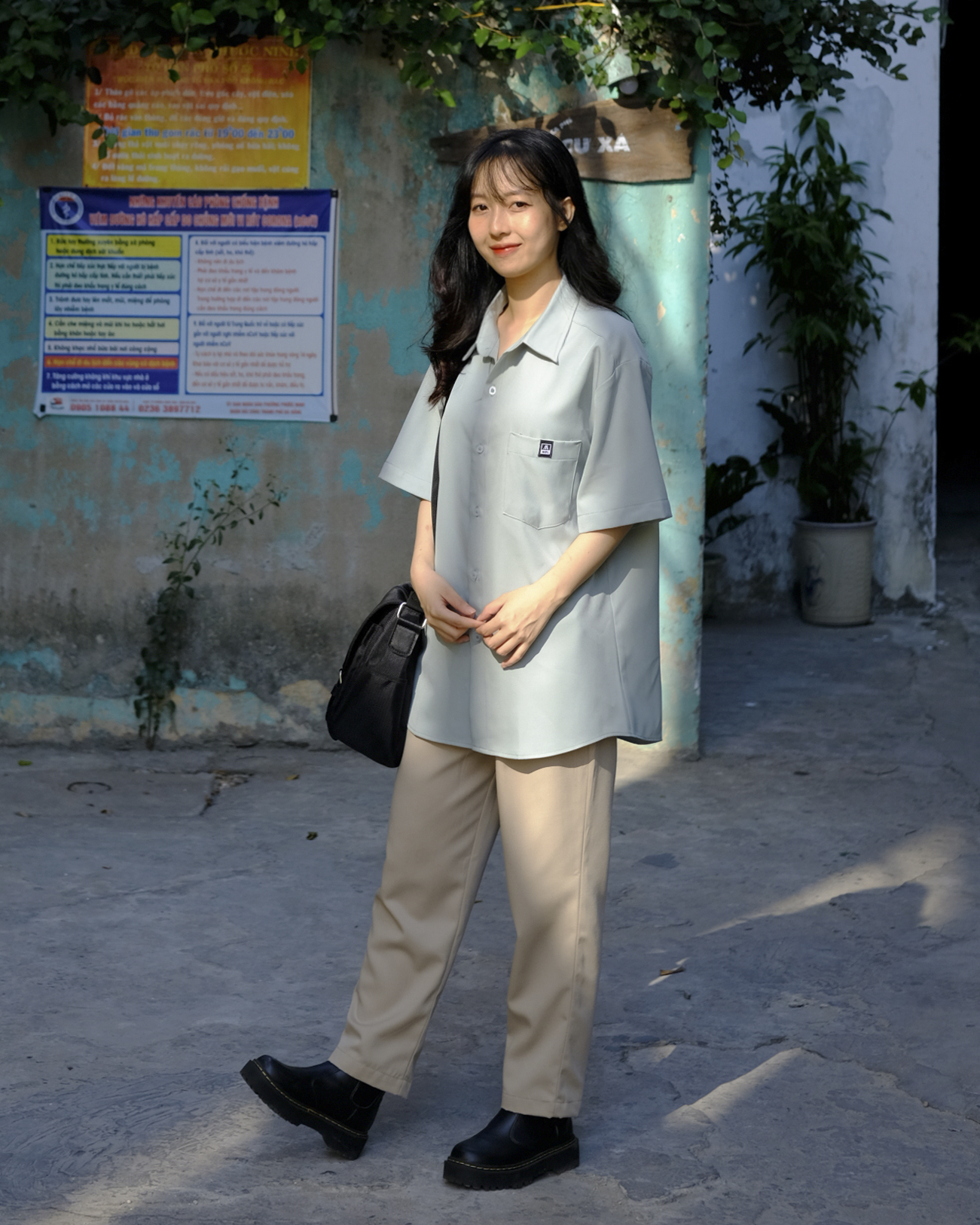 MONATA BLUELIGHT BASIC - Sơ mi form rộng unisex