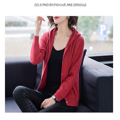 Áo khoác len nữ có nón Quảng Châu A473