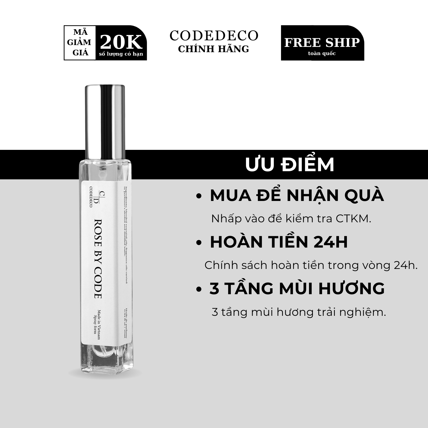 Tinh dầu nước hoa CODEDECO Rose By Code 10ml