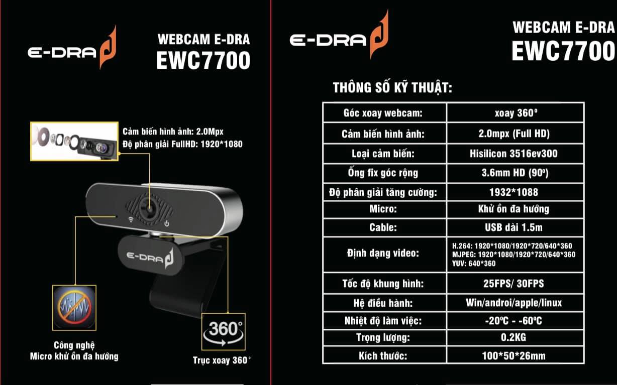 Webcam E-Dra EWC7700 - Hàng chính hãng