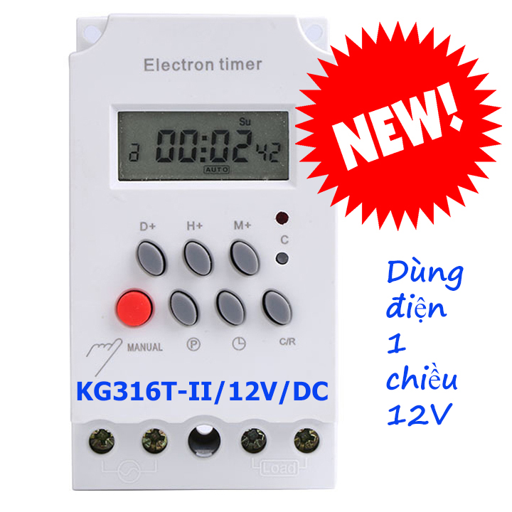 Bộ công tắc hẹn giờ 12V KG316T-II/25A dùng điện 1 chiều 12V DC - timer hẹn giờ 12v - công tắc hẹn giờ bật tắt điện tự động