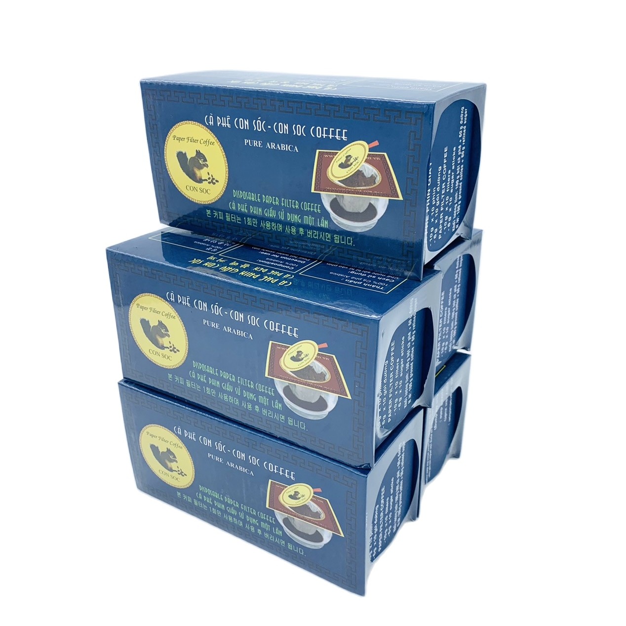 Cà phê con sóc phin lọc giấy hộp xanh( combo 5 hộp)