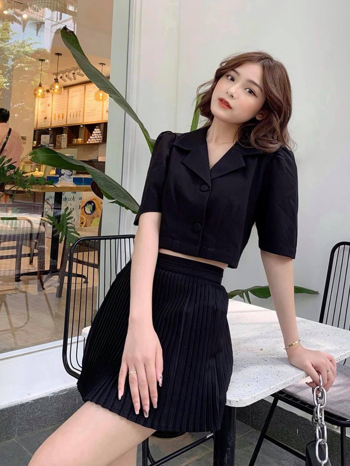 Chân váy dập ly ngắn cao cấp