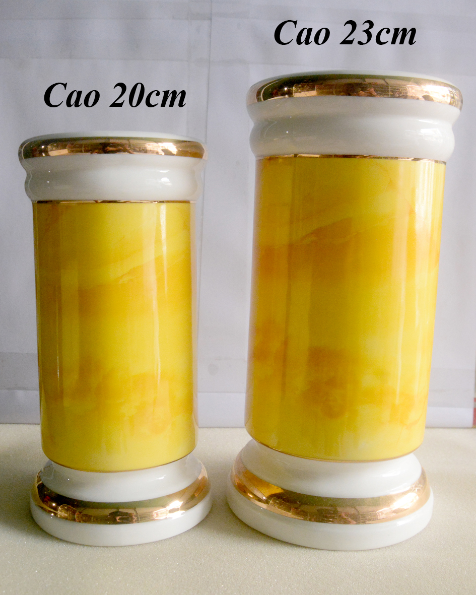 Ống đựng nhang thờ cúng bàn thờ gốm sứ vàng