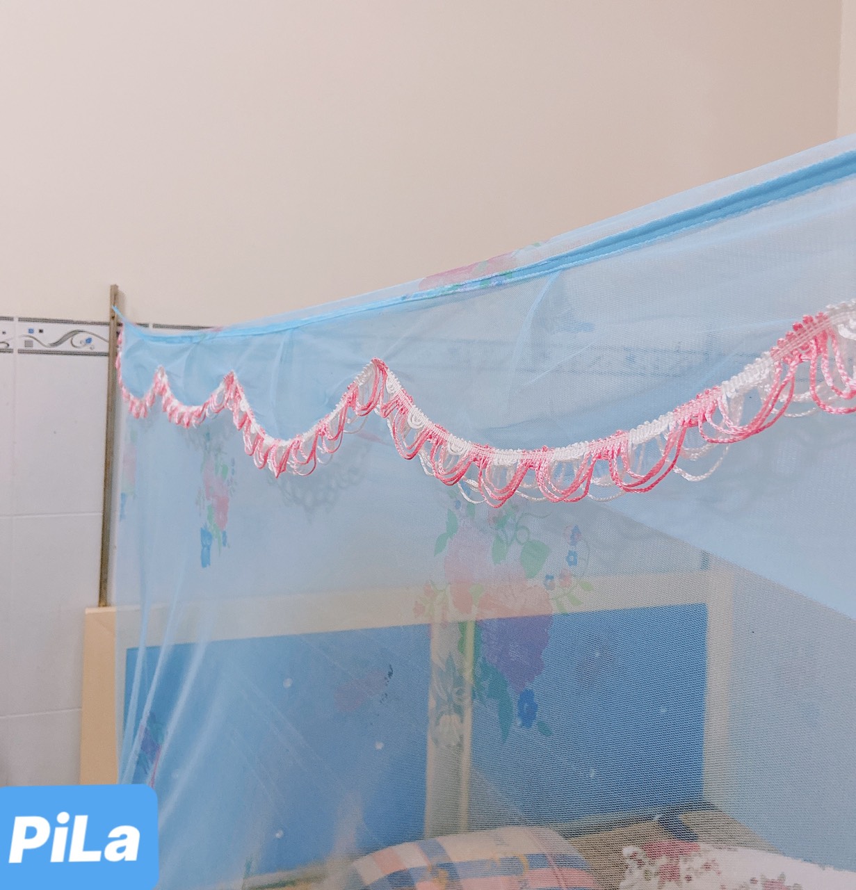 Mùng Ngủ Tuyn Thái Lưới Nhỏ Bông Đẹp Có Cửa 1M6 x2M, Mùng Tuyn Thái Siêu Thoáng Mát