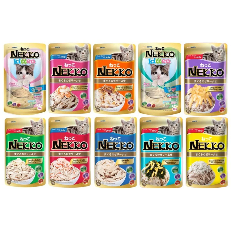 Pate Nekko Thái Lan cho mèo mix đủ vị jelly/gravy 70gr