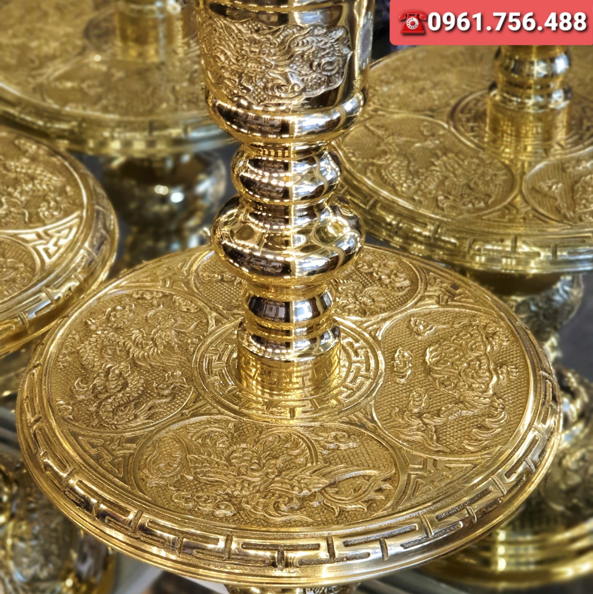 Pair of 33cm Golden Bronze Candlesticks