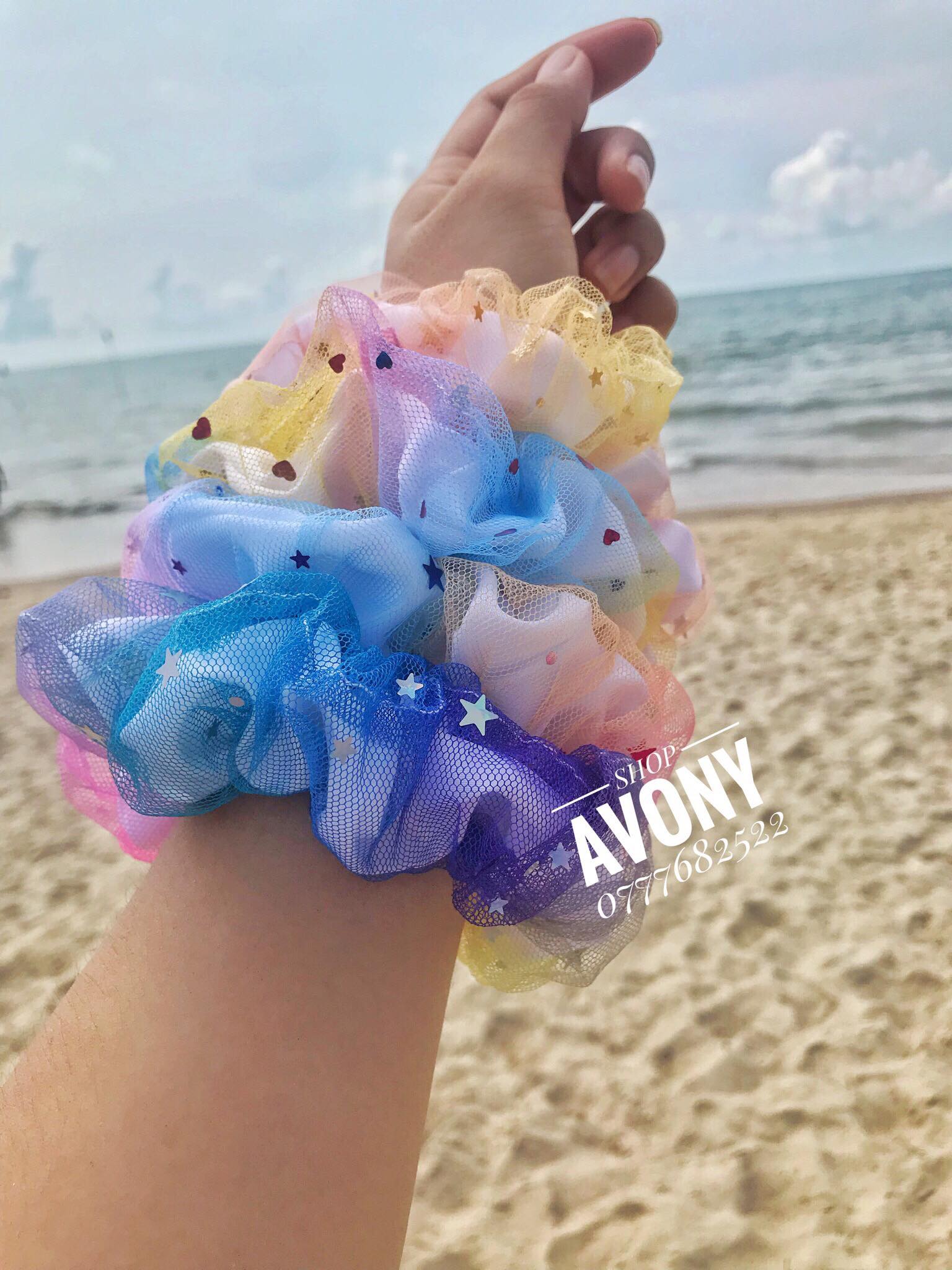 [HCM]Cột tóc vải scrunchies galaxy 2 lớp siêu phồng phiên bản 2