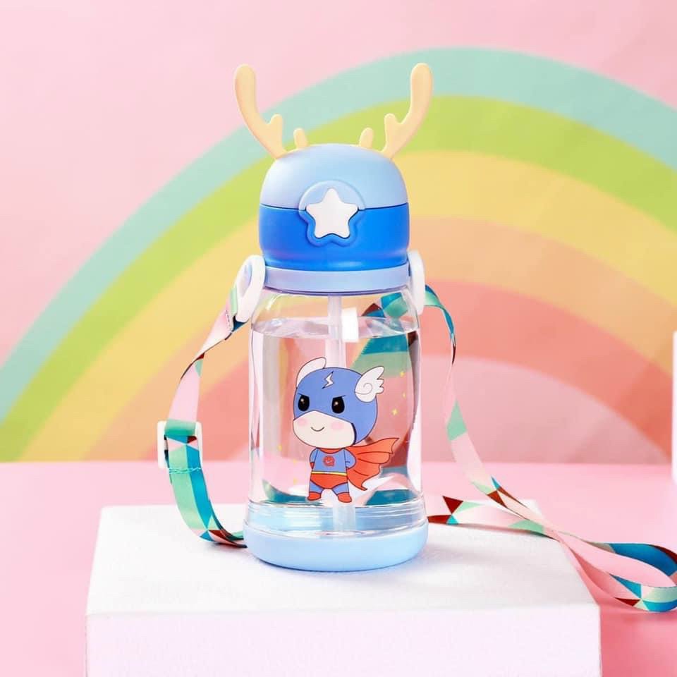 Bình đựng nước có ống hút cute cho bé đi học