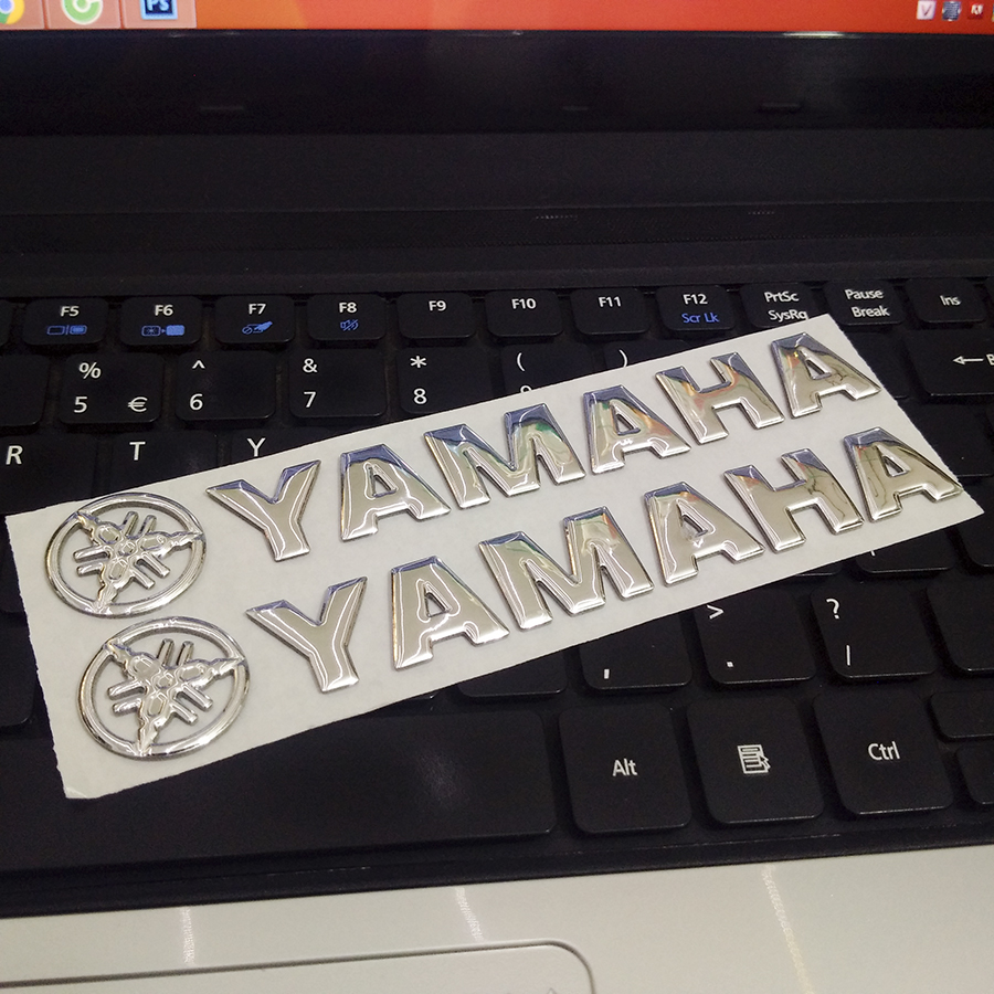 Cặp tem YAMAHA 3D Nổi - YA Bạc