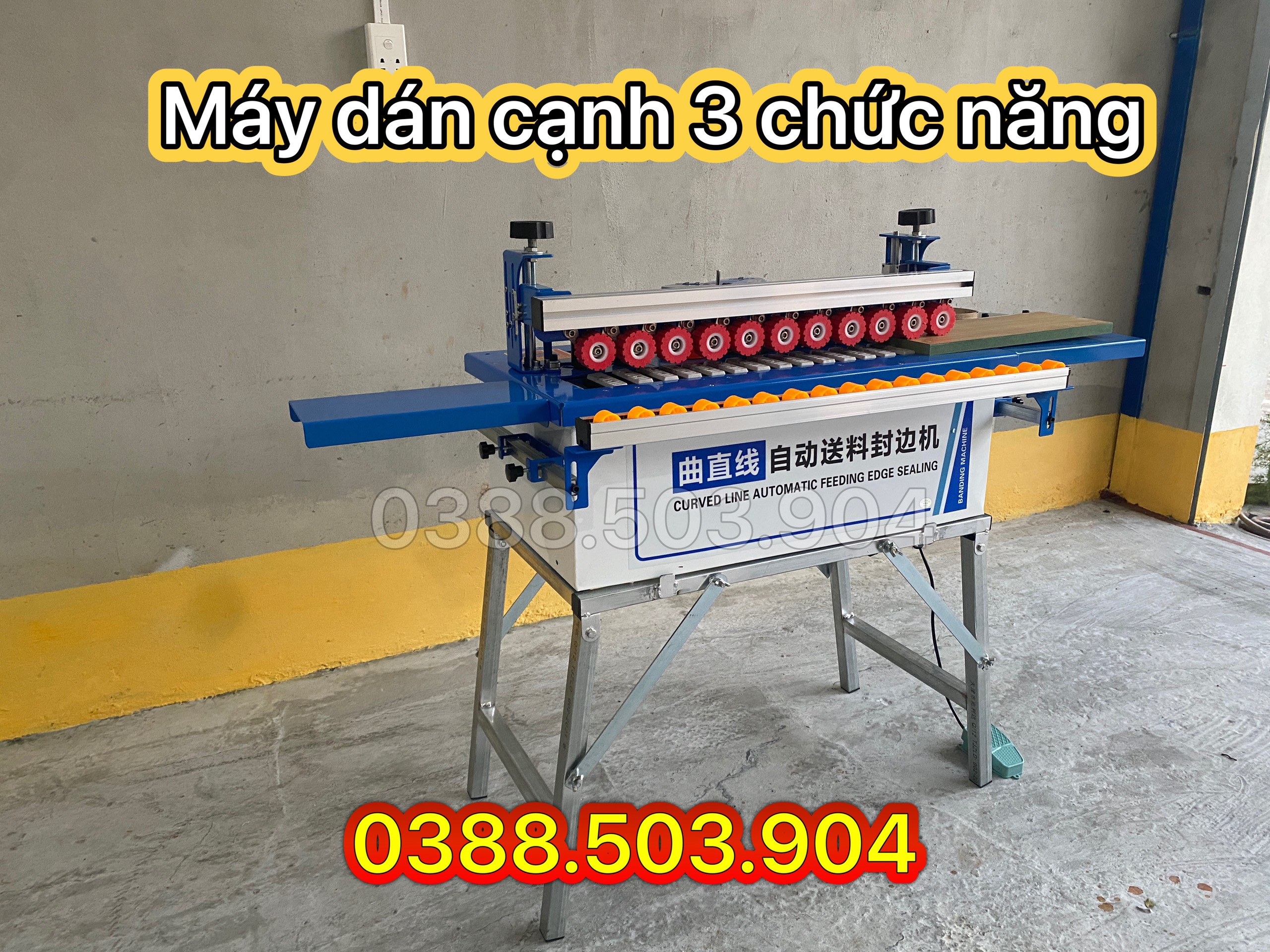 Máy dán cạnh DW590 3 chức năng ( dán, cắt chỉ khi hết ván, tự động đẩy phôi, 3 chế độ dán,...)