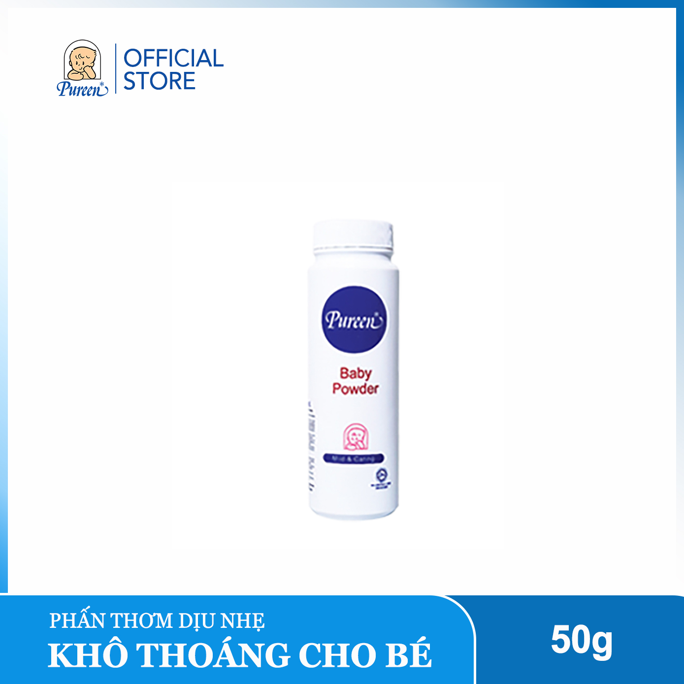 Phấn thơm dịu nhẹ Pureen - Hạn chế kích ứng - 50g/100g