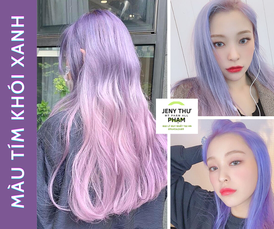 [FREESHIP] [Siêu Thơm]Th uốc nhuộm tóc màu TÍM KHÓI XANH -không  cần Tẩy-1 đập ăn ngay (kèm trợ dưỡng)