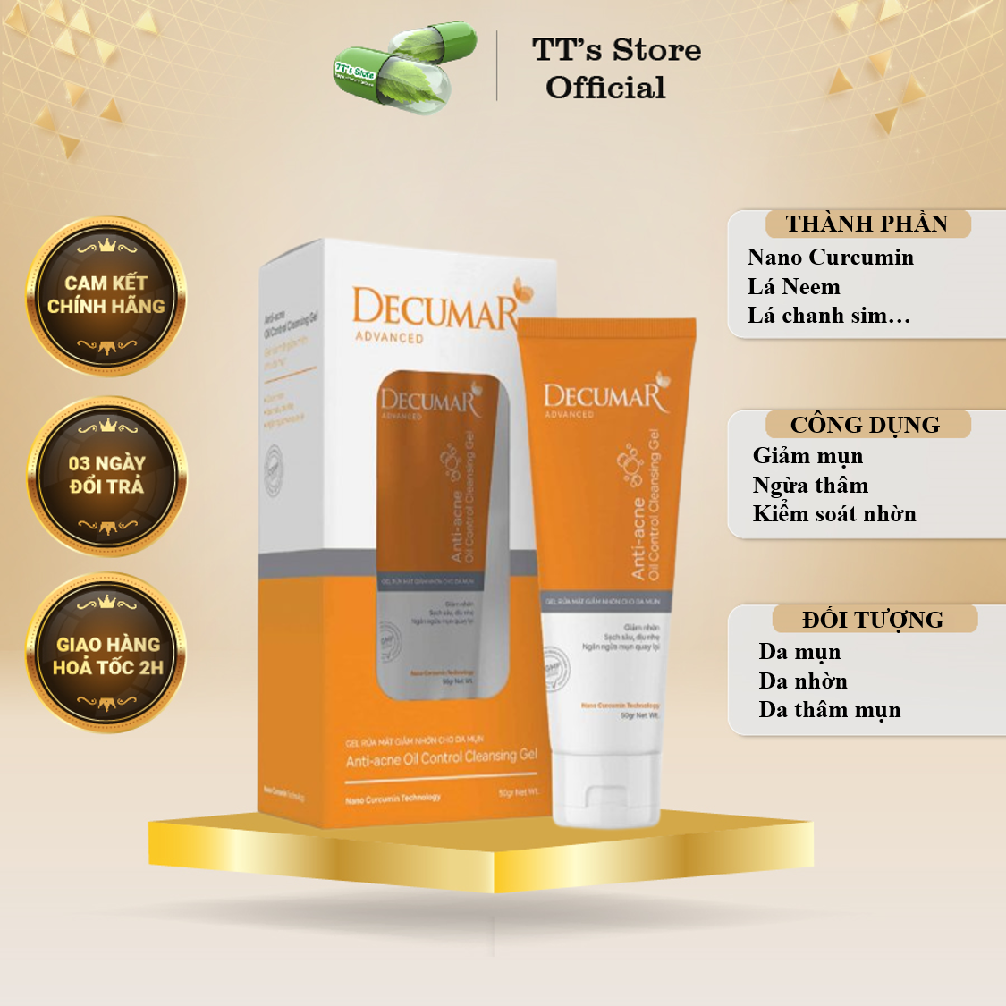 [HCM][New Decumar Advanced] Gel rửa mặt giảm nhờn ngừa mụn 100ml [Sữa rửa mặt decuma clean cleanser]